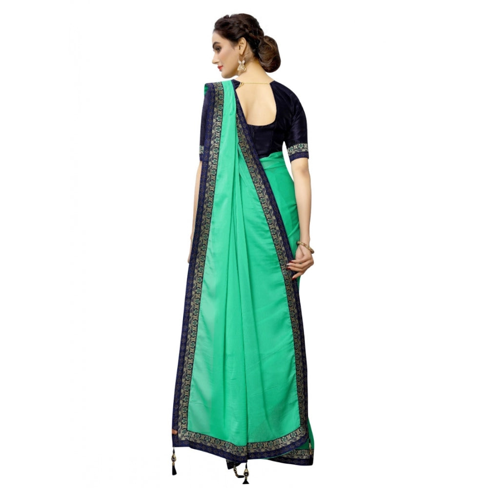 Women's Rangoli Silk Saree with Blouse (Green,5-6 mtrs)