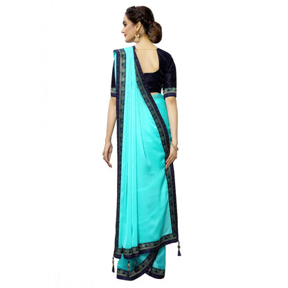 Women's Rangoli Silk Saree with Blouse (SkyBlue,5-6 mtrs)