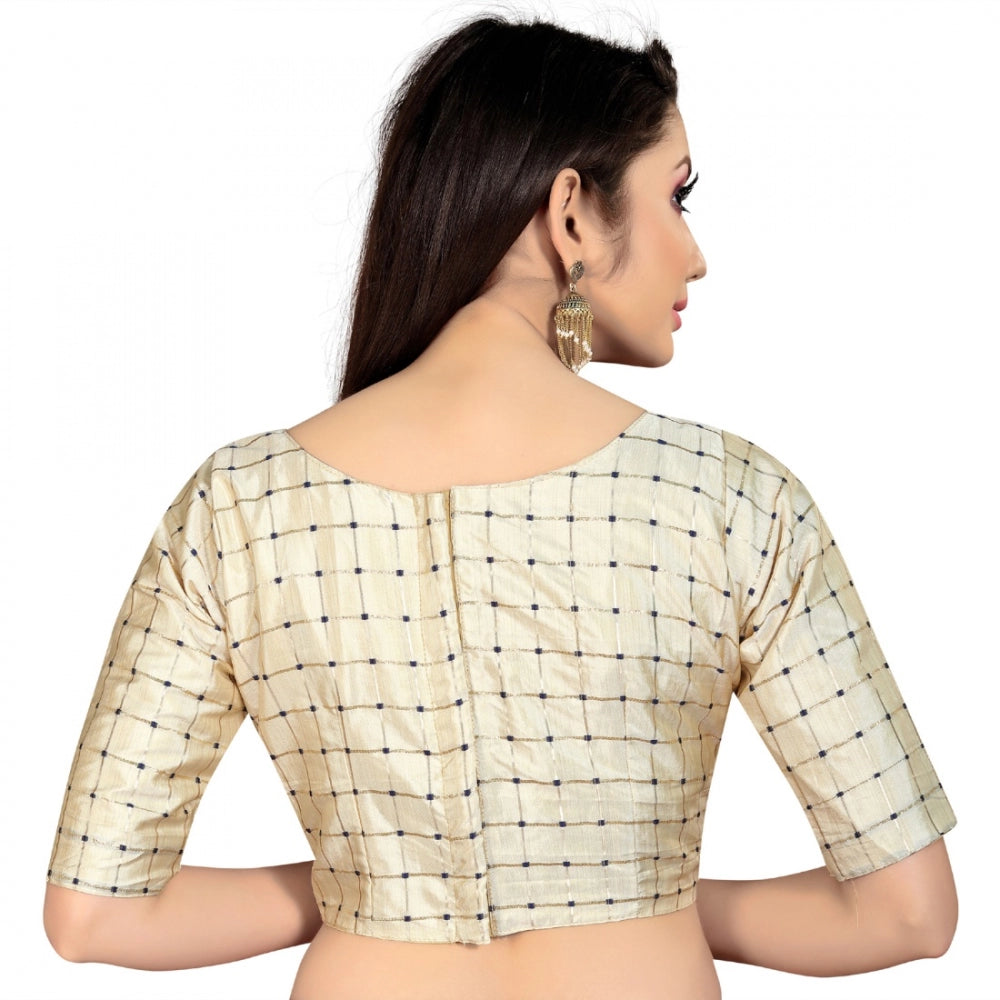 Women's Brocade, Inner-Cotton Full Stitched Padded Blouse (Chiku )