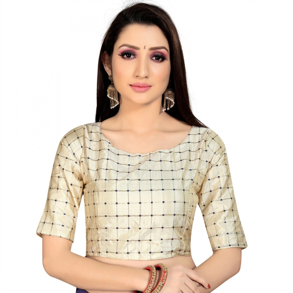 Women's Brocade, Inner-Cotton Full Stitched Padded Blouse (Chiku )