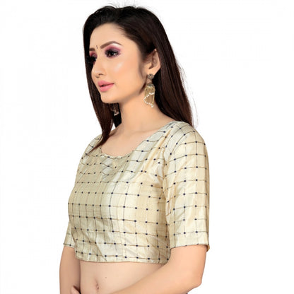 Women's Brocade, Inner-Cotton Full Stitched Padded Blouse (Chiku )