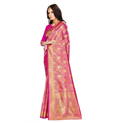 Women's Banarasi Silk Saree (Pink, 5-6mtrs)