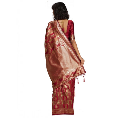 Women's Banarasi Silk Saree (Red, 5-6mtrs)