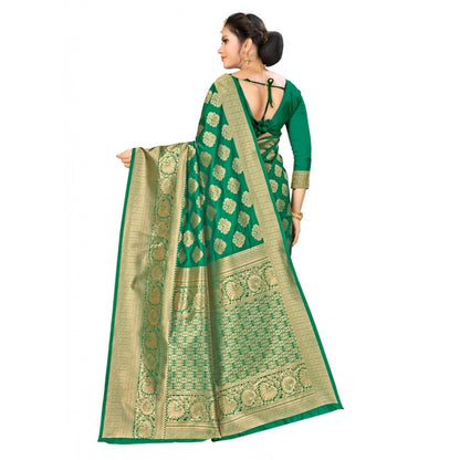 Women's Banarasi Silk Saree (Green, 5-6mtrs)