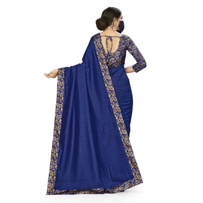 Women's Silk Blend Saree (Neavy blue, 5-6mtrs)