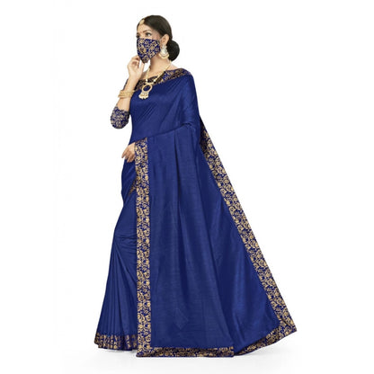 Women's Silk Blend Saree (Neavy blue, 5-6mtrs)