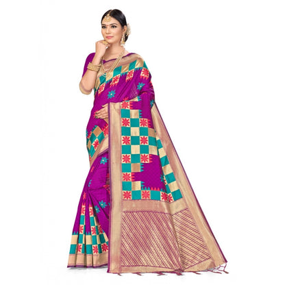 Women's Banarasi Silk Saree (Purple, 5-6mtrs)