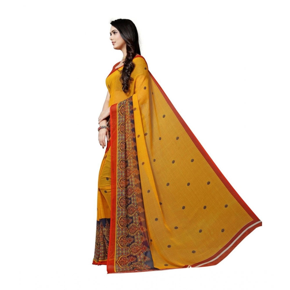 Women's Georgette Saree(Yellow,5-6 Mtrs)