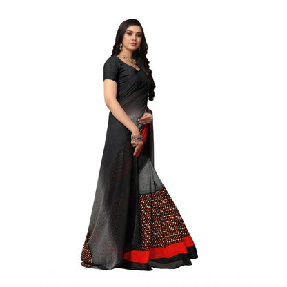 Women's Georgette Saree(Black,5-6 Mtrs)