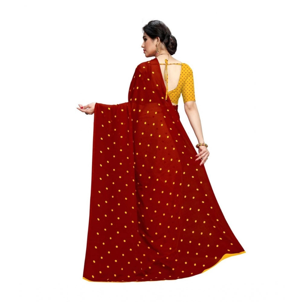 Women's Georgette Saree(Red,5-6 Mtrs)