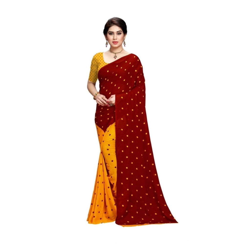 Women's Georgette Saree(Red,5-6 Mtrs)