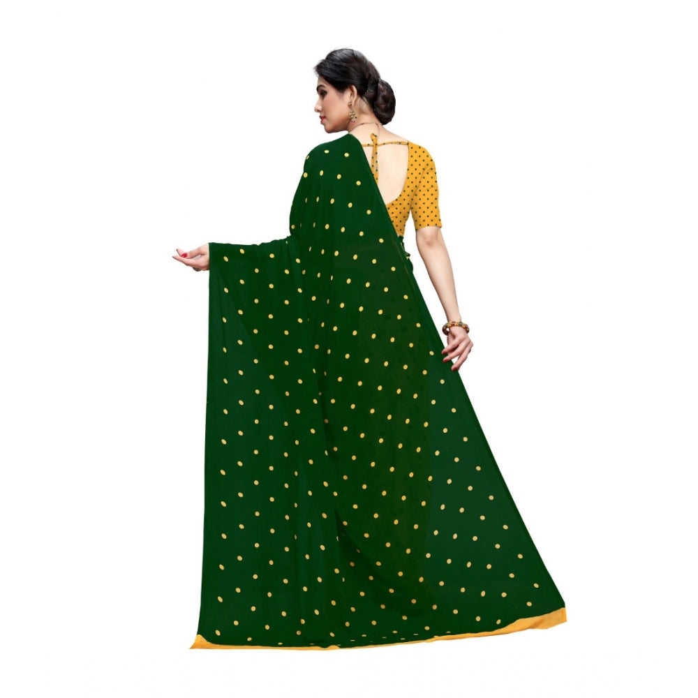 Women's Georgette Saree(Green,5-6 Mtrs)