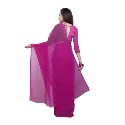 Women's Dyed Saree(Pink,5-6 Mtrs)