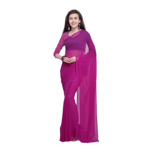 Women's Dyed Saree(Pink,5-6 Mtrs)