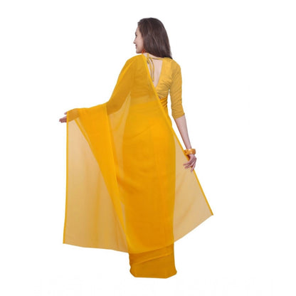 Women's Dyed Saree(Yellow,5-6 Mtrs)