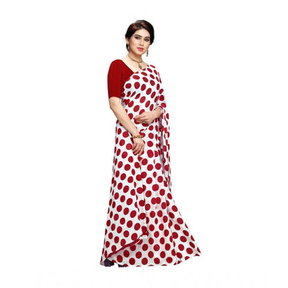 Women's Georgette Saree(W.Red,5-6 Mtrs)