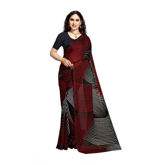 Women's Georgette Saree(Black,5-6 Mtrs)