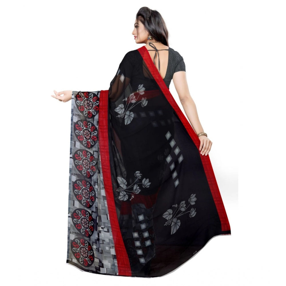 Women's Georgette Saree(Black,5-6 Mtrs)