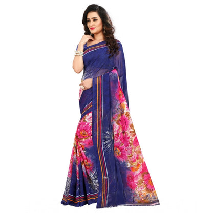 Women's Georgette Saree(Blue,5-6 Mtrs)