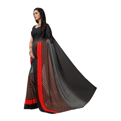 Women's Georgette Saree(Black,5-6 Mtrs)