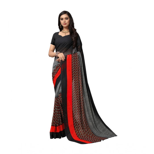 Women's Georgette Saree(Black,5-6 Mtrs)