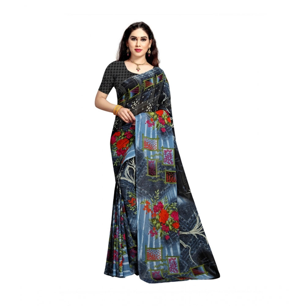 Women's Georgette Saree(Blue,5-6 Mtrs)