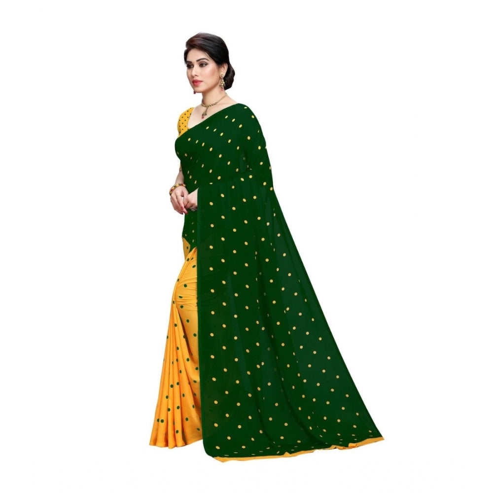 Women's Georgette Saree(Green,5-6 Mtrs)