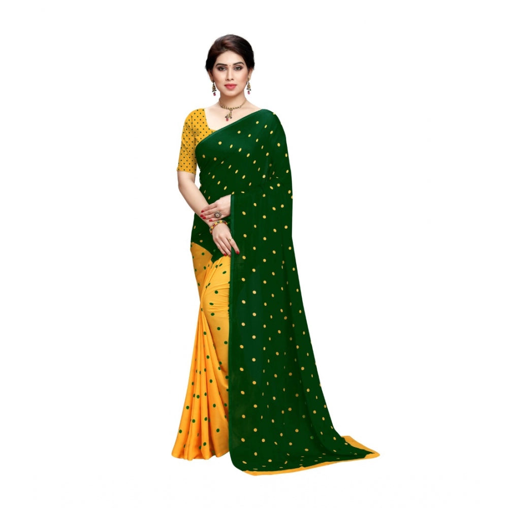 Women's Georgette Saree(Green,5-6 Mtrs)