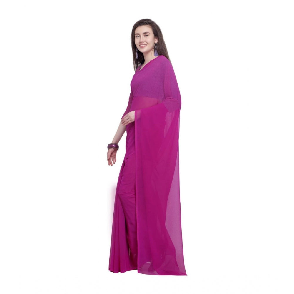 Women's Dyed Saree(Pink,5-6 Mtrs)