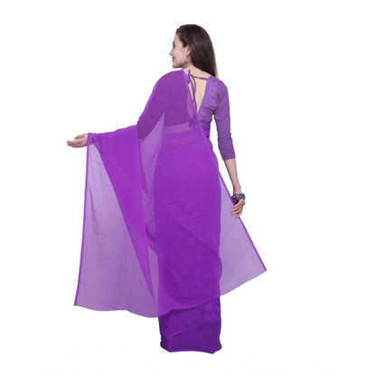 Women's Dyed Saree(Purple,5-6 Mtrs)