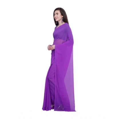 Women's Dyed Saree(Purple,5-6 Mtrs)