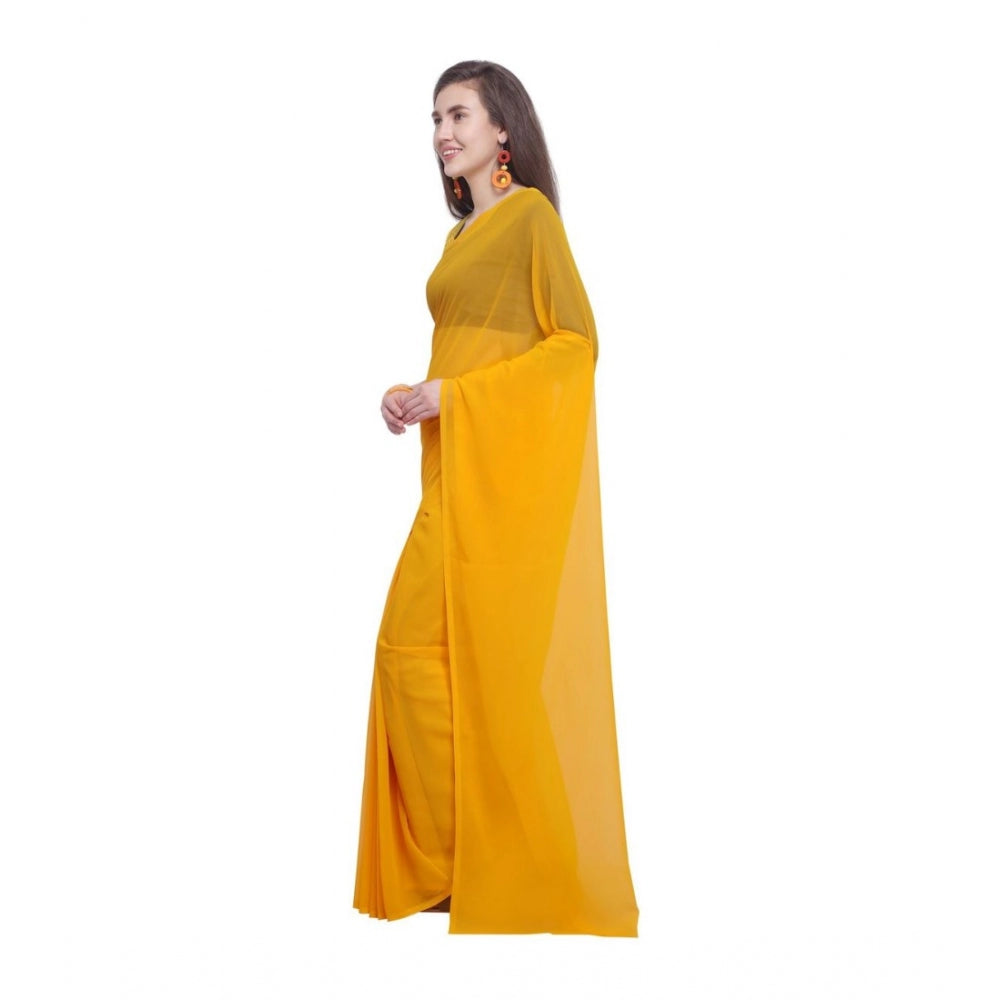 Women's Dyed Saree(Yellow,5-6 Mtrs)