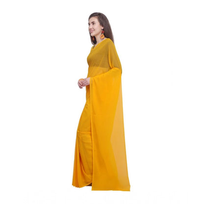 Women's Dyed Saree(Yellow,5-6 Mtrs)