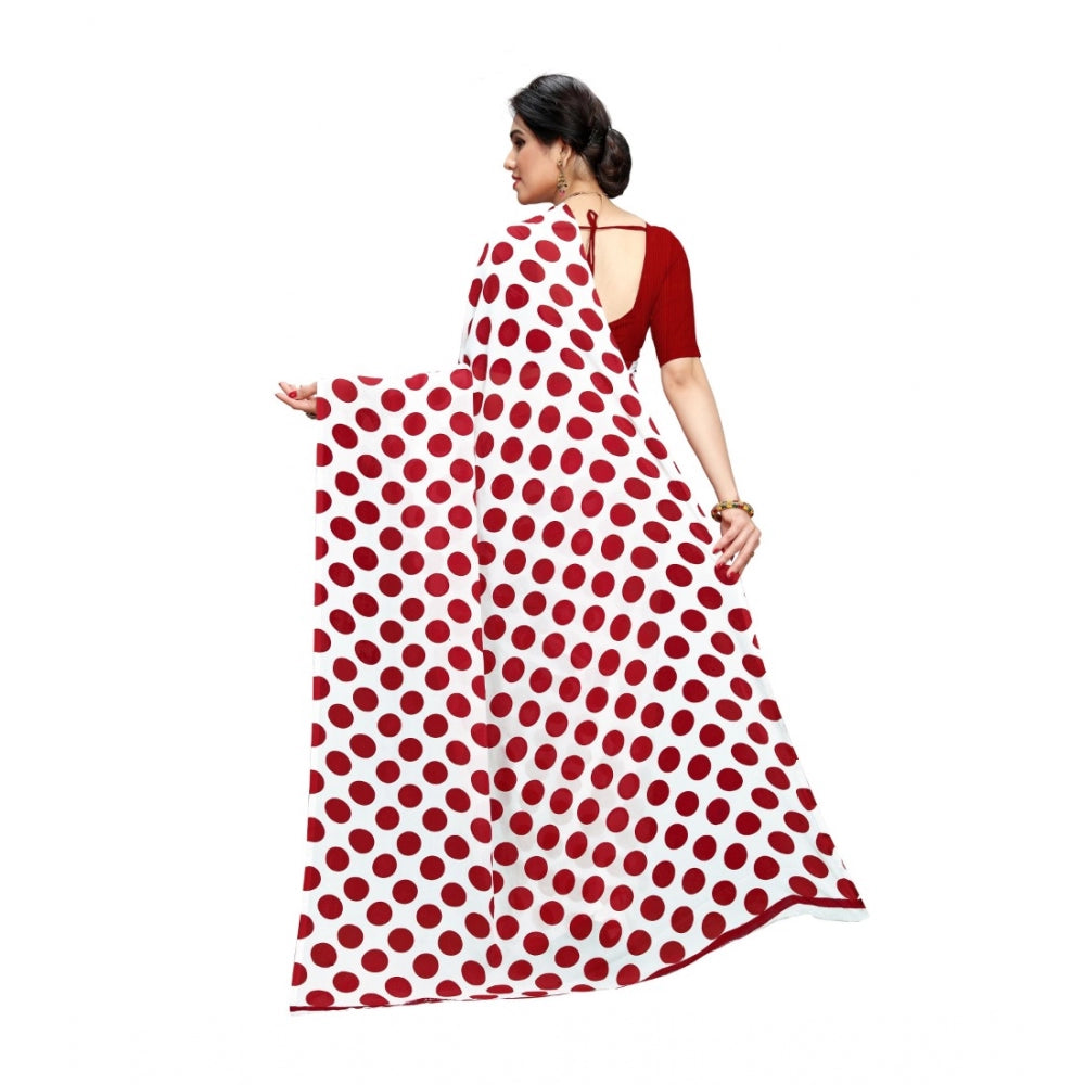 Women's Georgette Saree(W.Red,5-6 Mtrs)