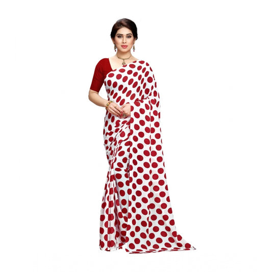 Women's Georgette Saree(W.Red,5-6 Mtrs)