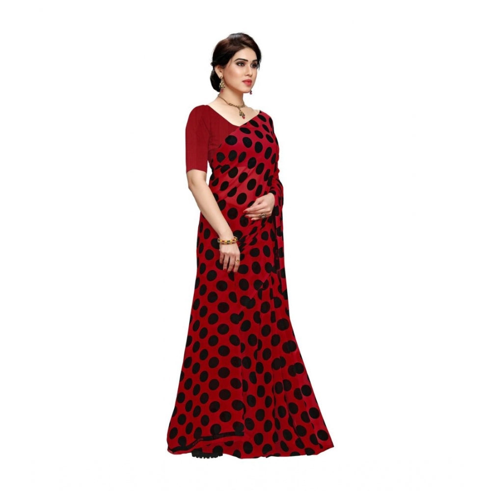 Women's Georgette Saree(R.Black,5-6 Mtrs)