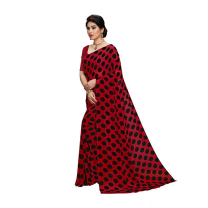 Women's Georgette Saree(R.Black,5-6 Mtrs)