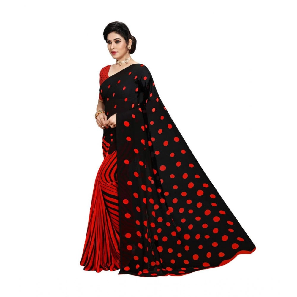 Women's Georgette Saree(Red,5-6 Mtrs)