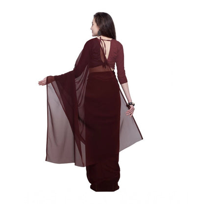 Women's Dyed Saree(Brown,5-6 Mtrs)