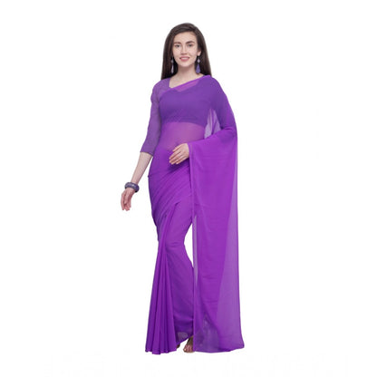 Women's Dyed Saree(Purple,5-6 Mtrs)