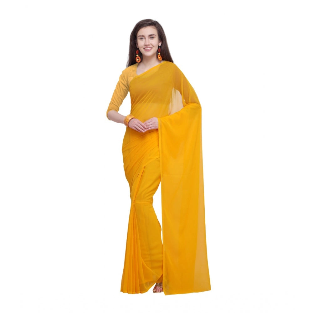 Women's Dyed Saree(Yellow,5-6 Mtrs)