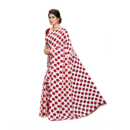 Women's Georgette Saree(W.Red,5-6 Mtrs)