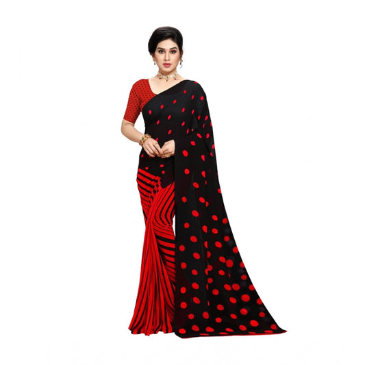 Women's Georgette Saree(Red,5-6 Mtrs)