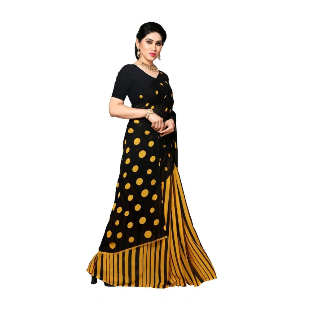 Women's Georgette Saree(Yellow,5-6 Mtrs)