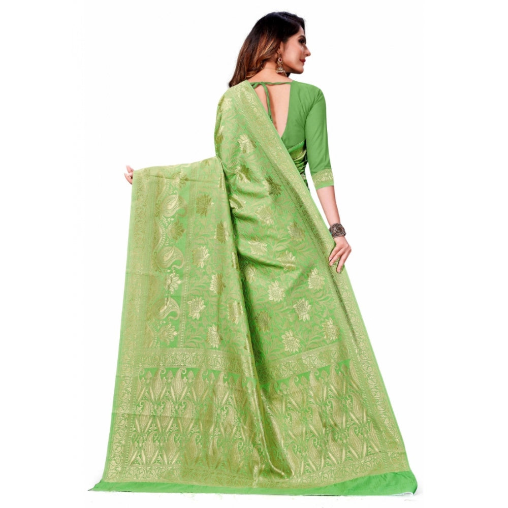 Women's Banarasi Silk Saree (Light Green,5-6 Mtrs)