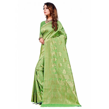 Women's Banarasi Silk Saree (Light Green,5-6 Mtrs)