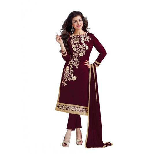 Generic Women's Chanderi Unstitched Salwar Suit-Material With Dupatta (Brown,2 Mtrs)