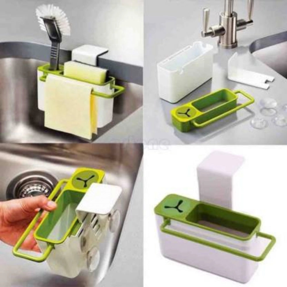 Generic Kitchen Self Draining Sink Tidy With Suction Cup Organizer Sponge (Color: Assorted)