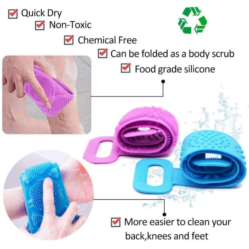 Pack Of_2 Silicone Body Scrubber Belt (Color: Assorted)