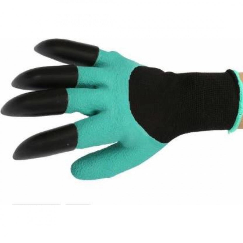 Pack Of_2 Heavy Duty Garden Farming Gloves Washable With Right Hand Fingertips Claws (Color: Assorted)